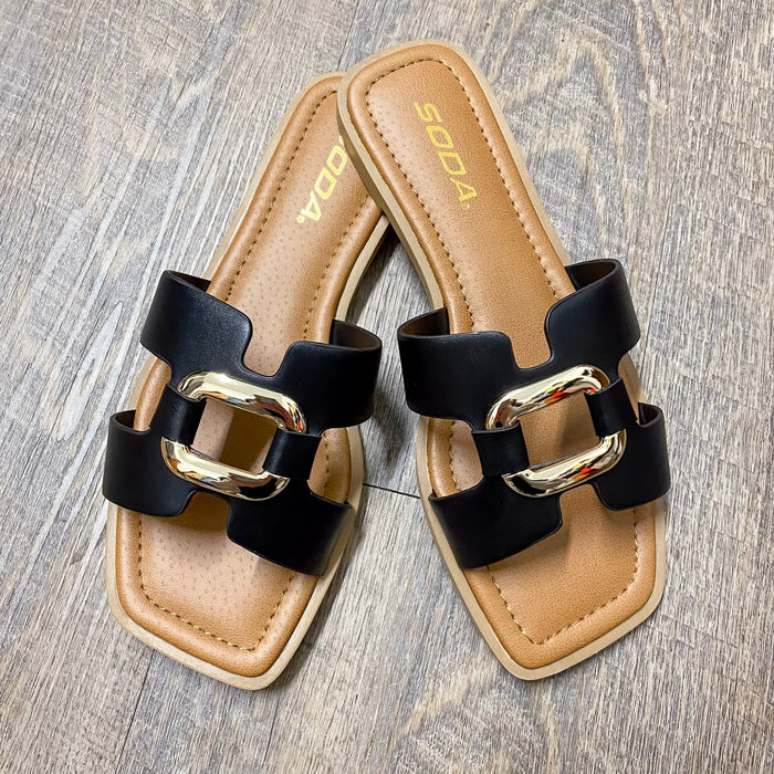Feng Black Buckle Sandals - Lyla's: Clothing & Gifts - Online and Rockwall Texas Boutique