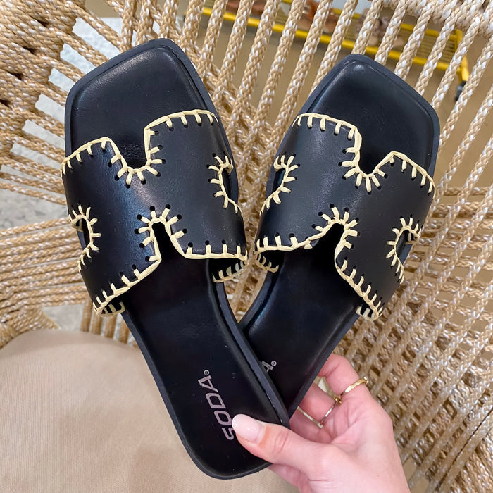 Finity Black Stitching Sandals - Lyla's: Clothing & Gifts - Online and Rockwall Texas Boutique