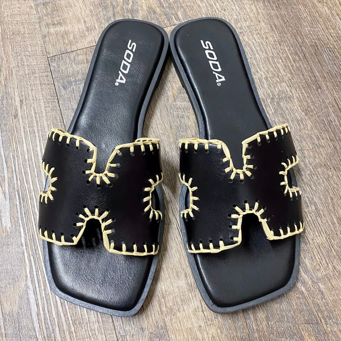 Finity Black Stitching Sandals - Lyla's: Clothing & Gifts - Online and Rockwall Texas Boutique
