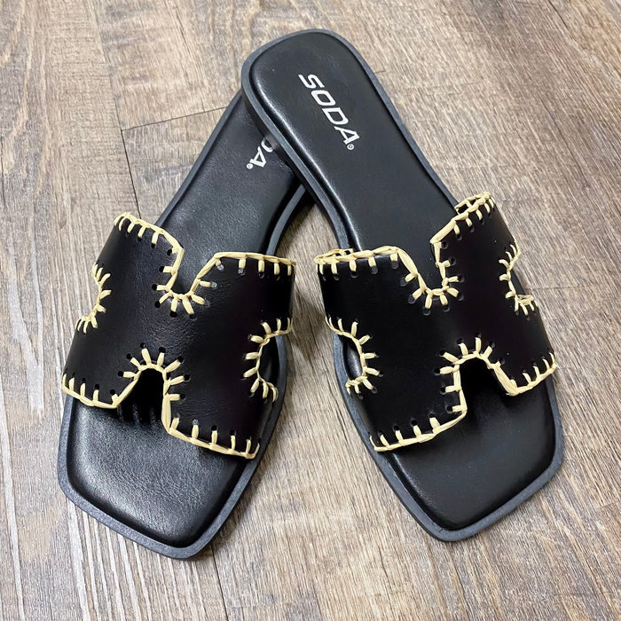 Finity Black Stitching Sandals - Lyla's: Clothing & Gifts - Online and Rockwall Texas Boutique
