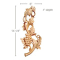 Grapevine Medallion Left, 6"w x 14 1/4"h x 1"d Carved Onlays White River Hardwoods