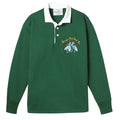 Bottle-green rugby jersey embroidered with Harry's famous bar flies motif.