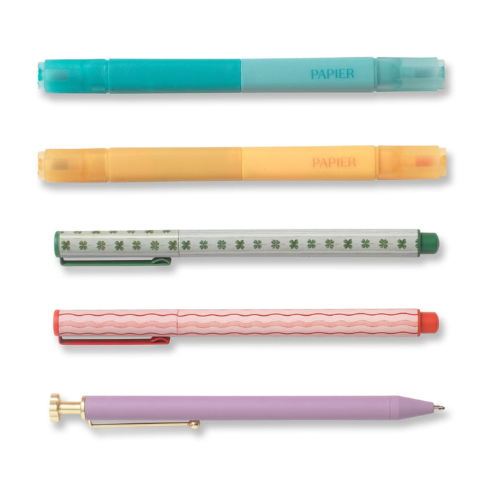 Patterned Office Pen and Highlighter Set