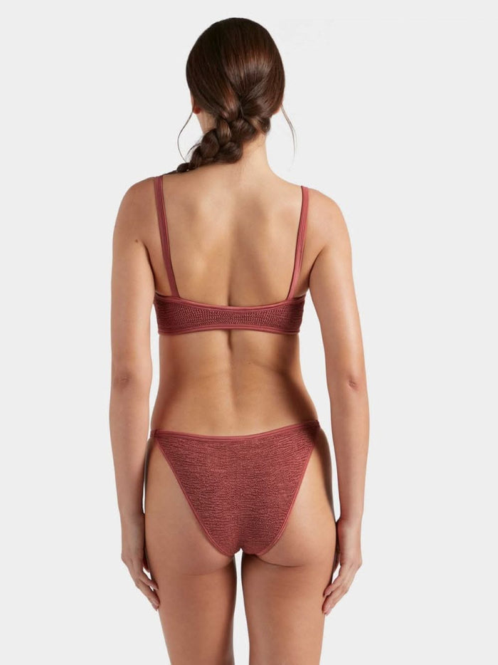 IRIS BIKINI WITH GOLD HOOPS - METALLIC ROSEWOOD