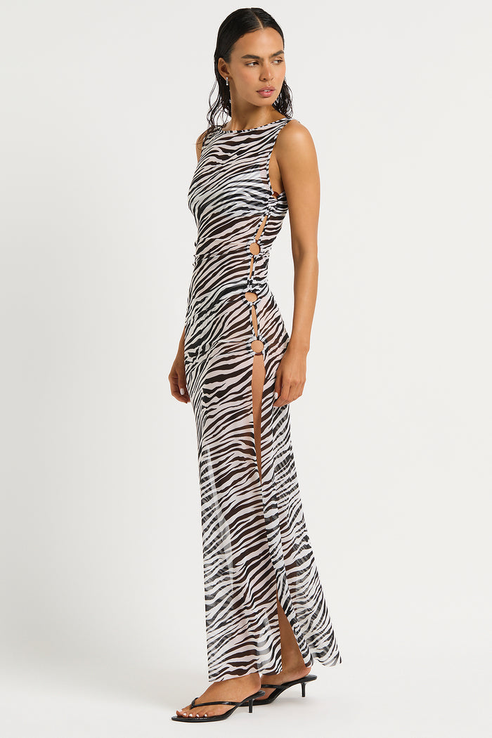 karma maxi dress - coconut zebra