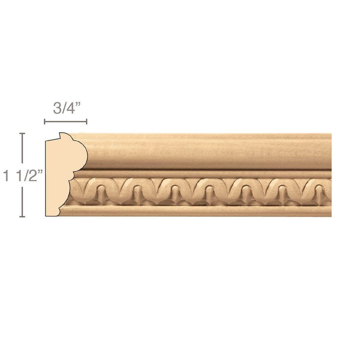 Lamb's Tongue Lipping Panel Mould (Lips 1/4 to 1/2), 1 1/2''w x 3/4''d x 8' length, Resin is priced per 8' length Carved Mouldings White River Hardwoods Maple