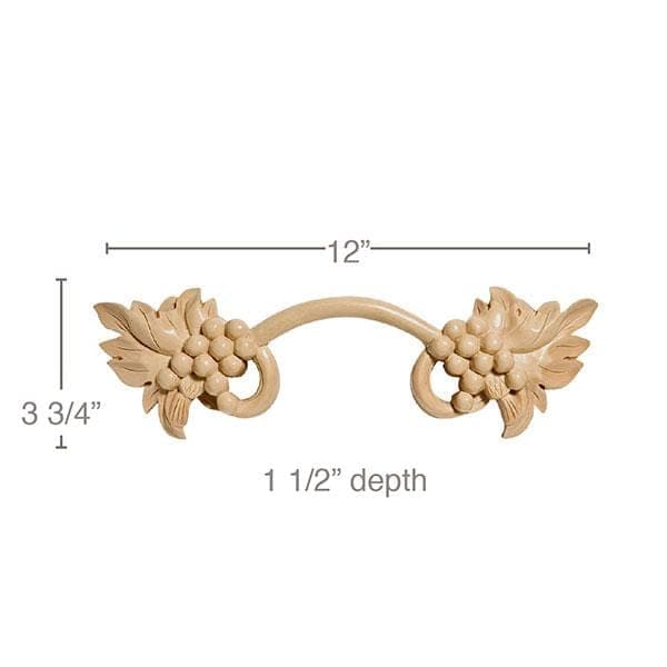 Large Pull, 12''w x 3 3/4''h x 1 1/2''d Carved Onlays White River Hardwoods
