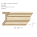 LCD - DS1x4 (jobsite bullnosed), PM569, DS1x4, CR882, 5 1/8"h x 3"d LCD Chairrails White River Hardwoods Poplar