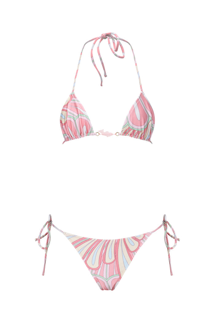 Lenora Bikini Top - Pink Flower Print