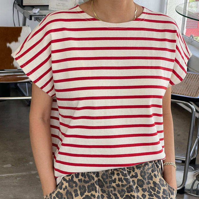French Red Stripe Boxy Top