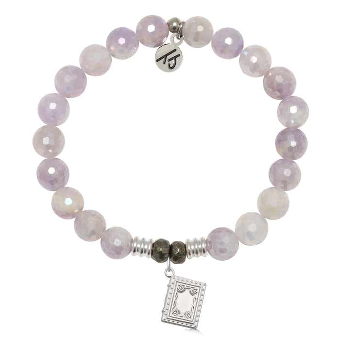 Mauve Jade Gemstone Bracelet with Memories Sterling Silver Charm