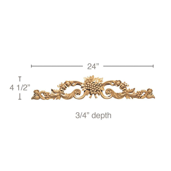 Medium Cluster with Scrolls, 24''w x 4 1/2''h x 3/4''d Carved Onlays White River Hardwoods