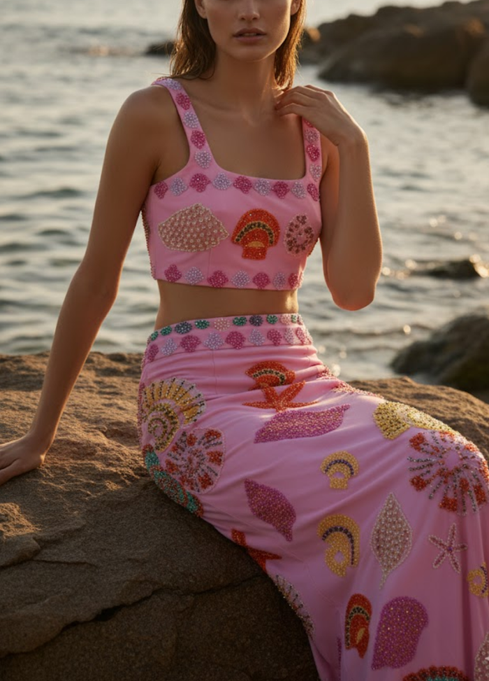 New York Embellished Top - Pink