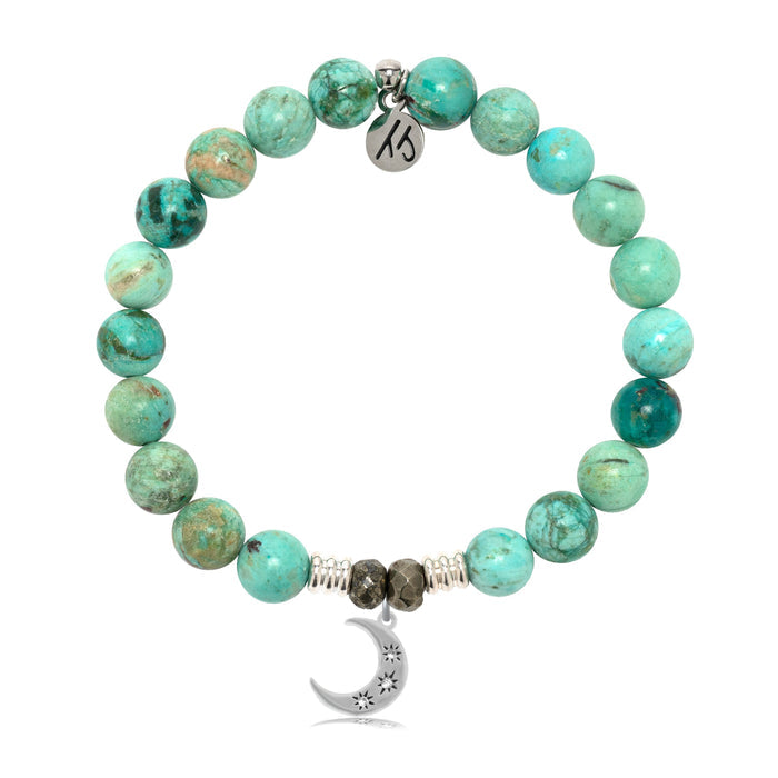 Peruvian Turquoise Gemstone Bracelet with Friendship Stars Sterling Silver Charm