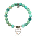 Peruvian Turquoise Gemstone Bracelet with Heart Grandma Sterling Silver Charm