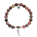 Pink Rhodonite Gemstone Bracelet with Cheers Sterling Silver Charm