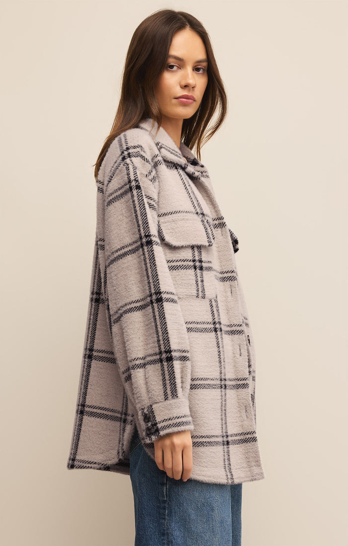 Plaid Tucker Jacket by ZS in Crystal Gray - Sunset Park Resort