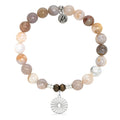 Prayers Collection: Australian Agate Gemstone Bracelet with Prayers of Strength Sterling Silver Charm