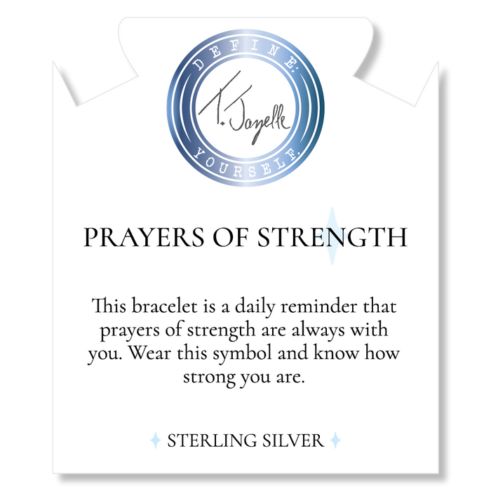 Prayers Collection: Blue Calcite Gemstone Bracelet with Prayers of Strength Sterling Silver Charm