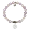 Prayers Collection: Mauve Jade Gemstone Bracelet with Prayers of Luck Sterling Silver Charm