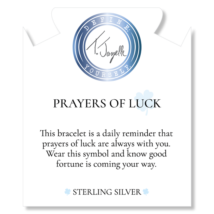 Prayers Collection: Mauve Jade Gemstone Bracelet with Prayers of Luck Sterling Silver Charm