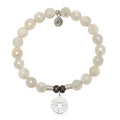 Prayers Collection: Moonstone Gemstone Bracelet with Prayers of Luck Sterling Silver Charm