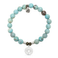 Prayers Collection: Robins Egg Agate Gemstone Bracelet with Prayers of Luck Sterling Silver Charm