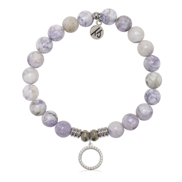Purple Turquoise Gemstone Bracelet with Good Karma Sterling Silver Charm