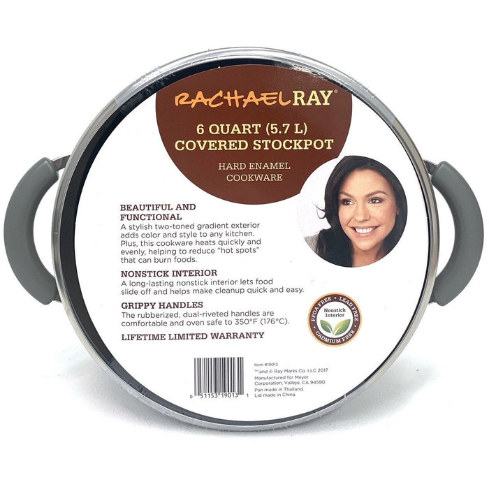 Rachael Ray 19013 Racheal Ray 6 Qt Covered Stockpot, Sea Salt Gray