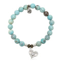 Robins Egg Agate Gemstone Bracelet with Angel Love Sterling Silver Charm