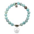 Robins Egg Agate Gemstone Bracelet with Hammered Waves Sterling Silver Charm