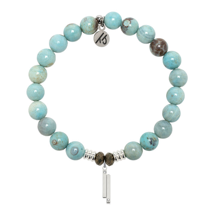 Robins Egg Agate Gemstone Bracelet with Stand by Me Sterling Silver Charm