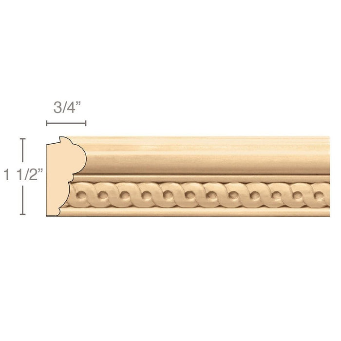 Running Coin Lipping Panel Mould(Lips 1/4 to 1/2), 1 1/2''w x 3/4''d x 8' length, Resin is priced per 8' length Carved Mouldings White River Hardwoods Maple