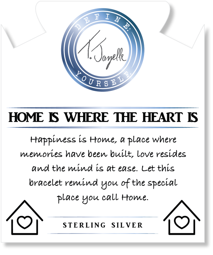 Rutilated Quartz Gemstone Bracelet with Home is Where the Heart Is Sterling Silver Charm