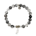 Rutilated Quartz Gemstone Bracelet with Olive Branch Sterling Silver Charm