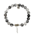 Rutilated Quartz Gemstone Bracelet with Stand by Me Sterling Silver Charm