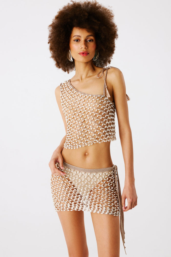 Serene Hand Crochet One Shoulder Top - Blue