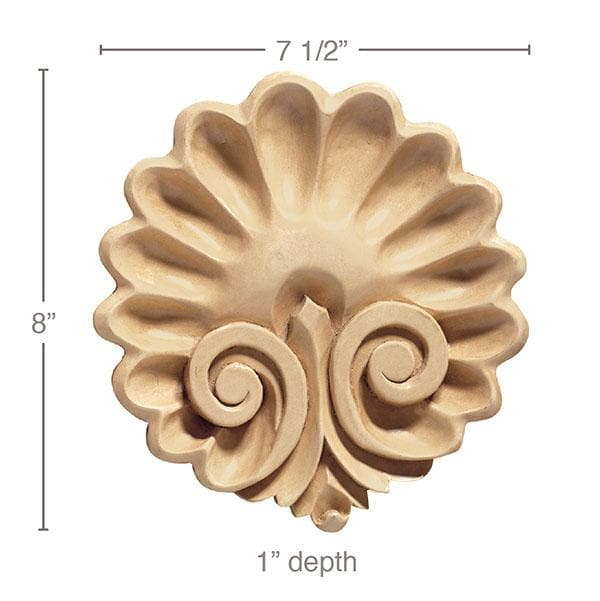 Shell Center, 7 1/2''w x 8''h x 1''d Carved Onlays White River Hardwoods