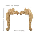 Small Acanthus Corners, 4 5/8"w x 8"h x 13/16"d Carved Onlays White River Hardwoods