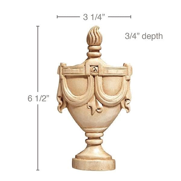 Small Urn, 3 1/4''w x 6 1/2''h x 3/4''d Carved Onlays White River Hardwoods