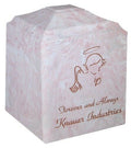 Small/Keepsake 45 Cubic Inch Pink Angel Cultured Marble Cremation Urn for Ashes