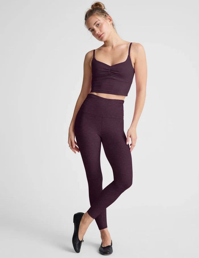 Spacedye Raise the Barre Shirred Legging - Eggplant Purple