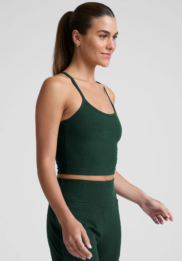 Spacedye Slim Racerback Cropped Tank - Dark Spruce Green