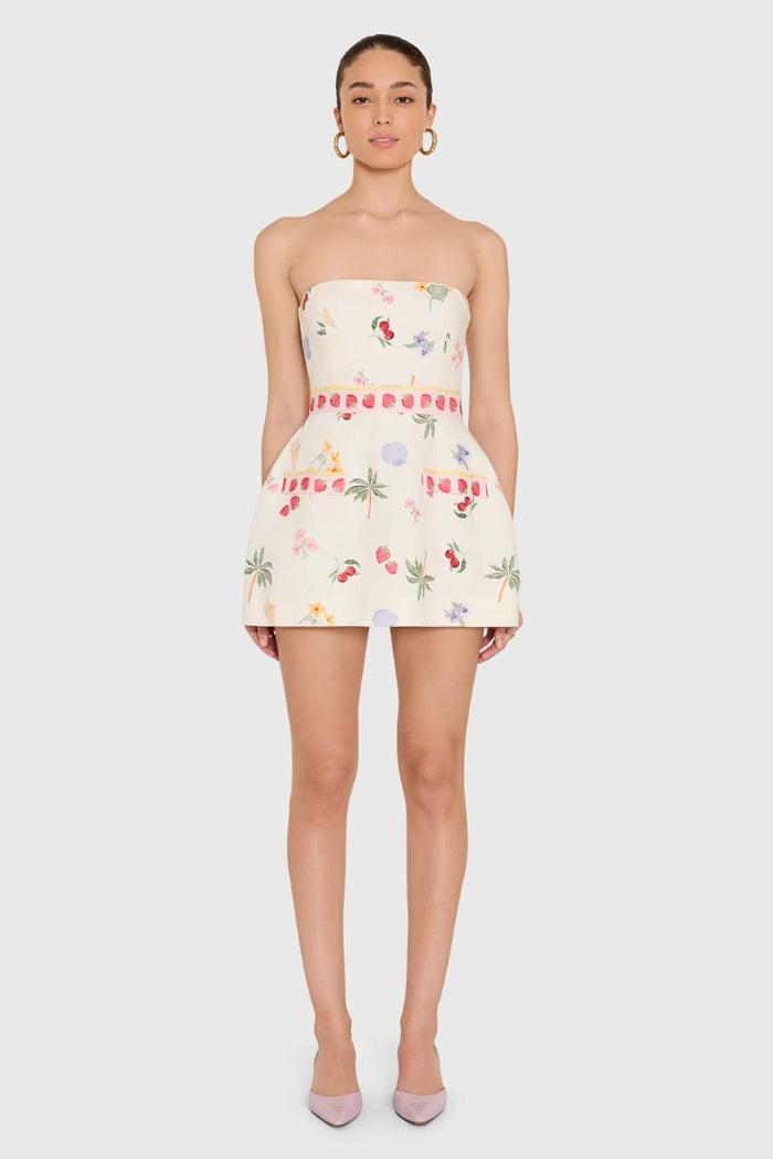 Strapless Bethany Romper -Boardwalk Print