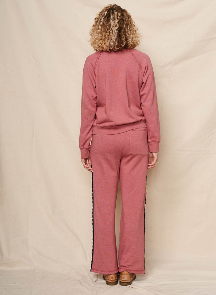 Sundry Amour Embroidery Sweatshirt in Tibet Red