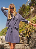 Sundry Belle Epoque Villa Polo Long Sleeve Top in Vintage Navy