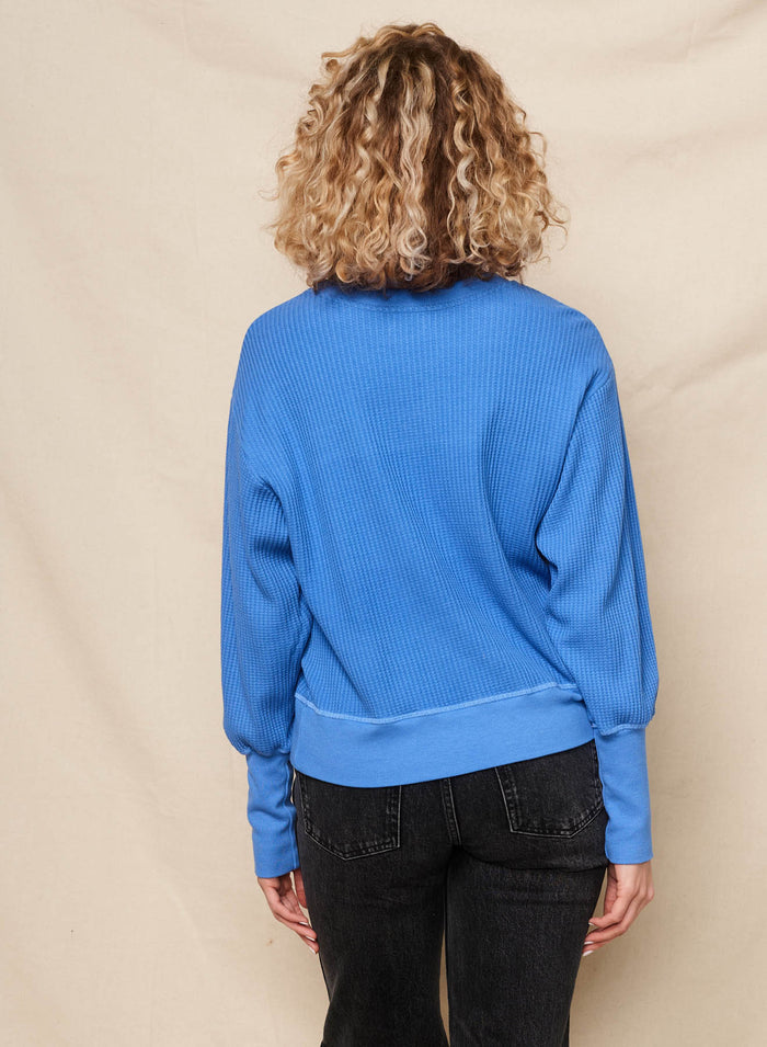Sundry Bonjour Embroidery Oversized Popover in Lagoon Blue