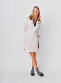 Sundry Bonjour Long Sleeve Polo Dress in Oyster