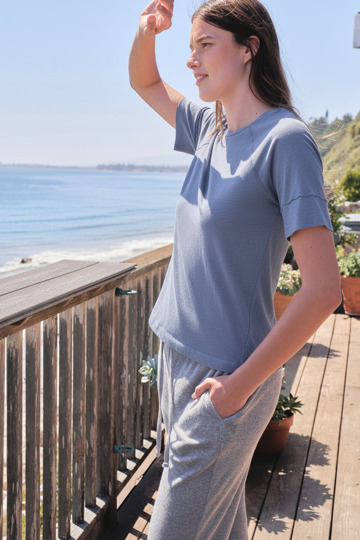 Sundry Boyfriend Tee in College Blue