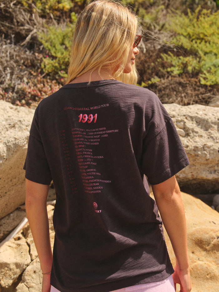Sundry Coastal World Tour Athletic Tee in Washed Black